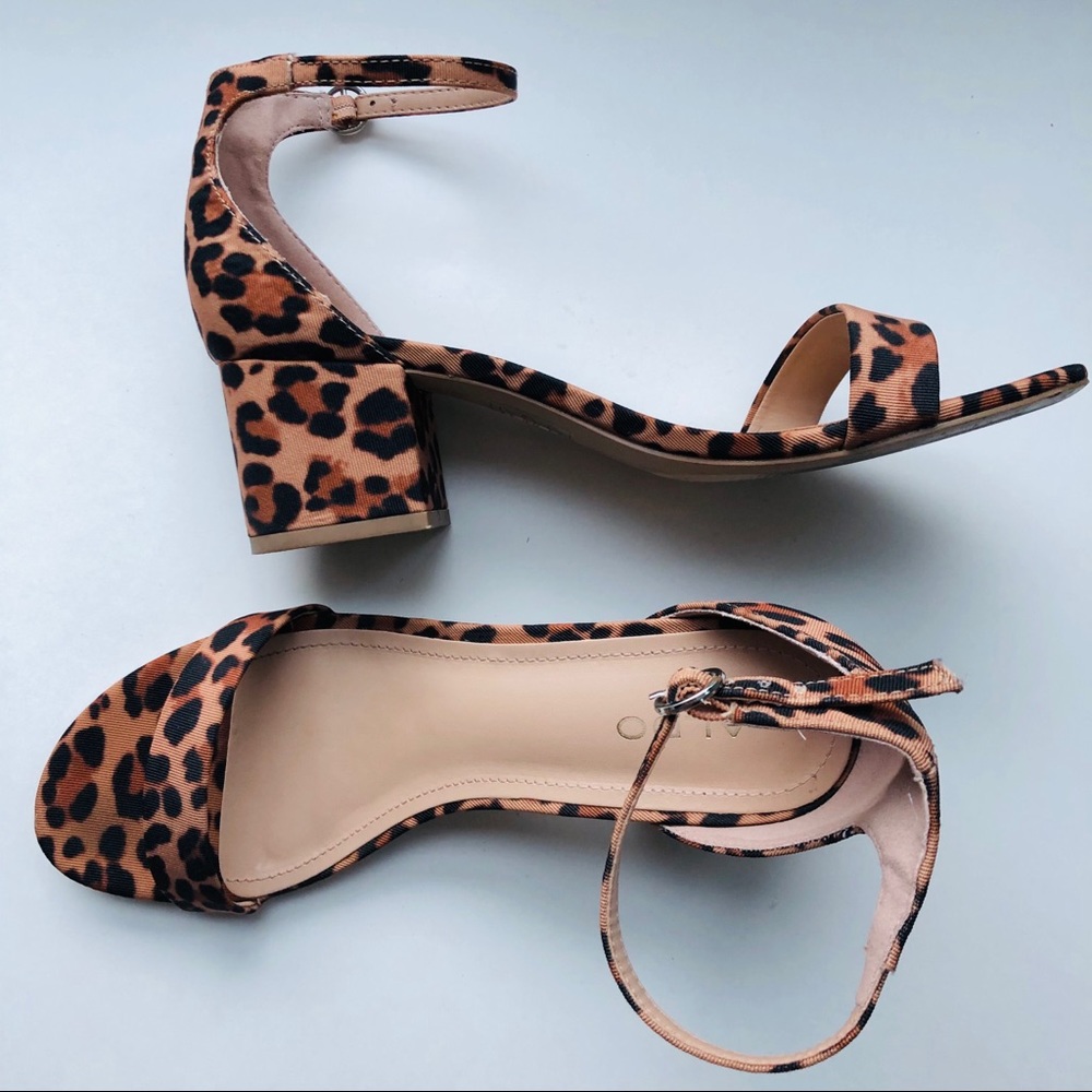 Aldo Leopard Print Ankle Strap Sandals | 7.5